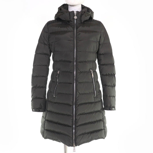 Moncler Orophin Leather Logo Patch Hooded Zip UP Down Coat Khaki