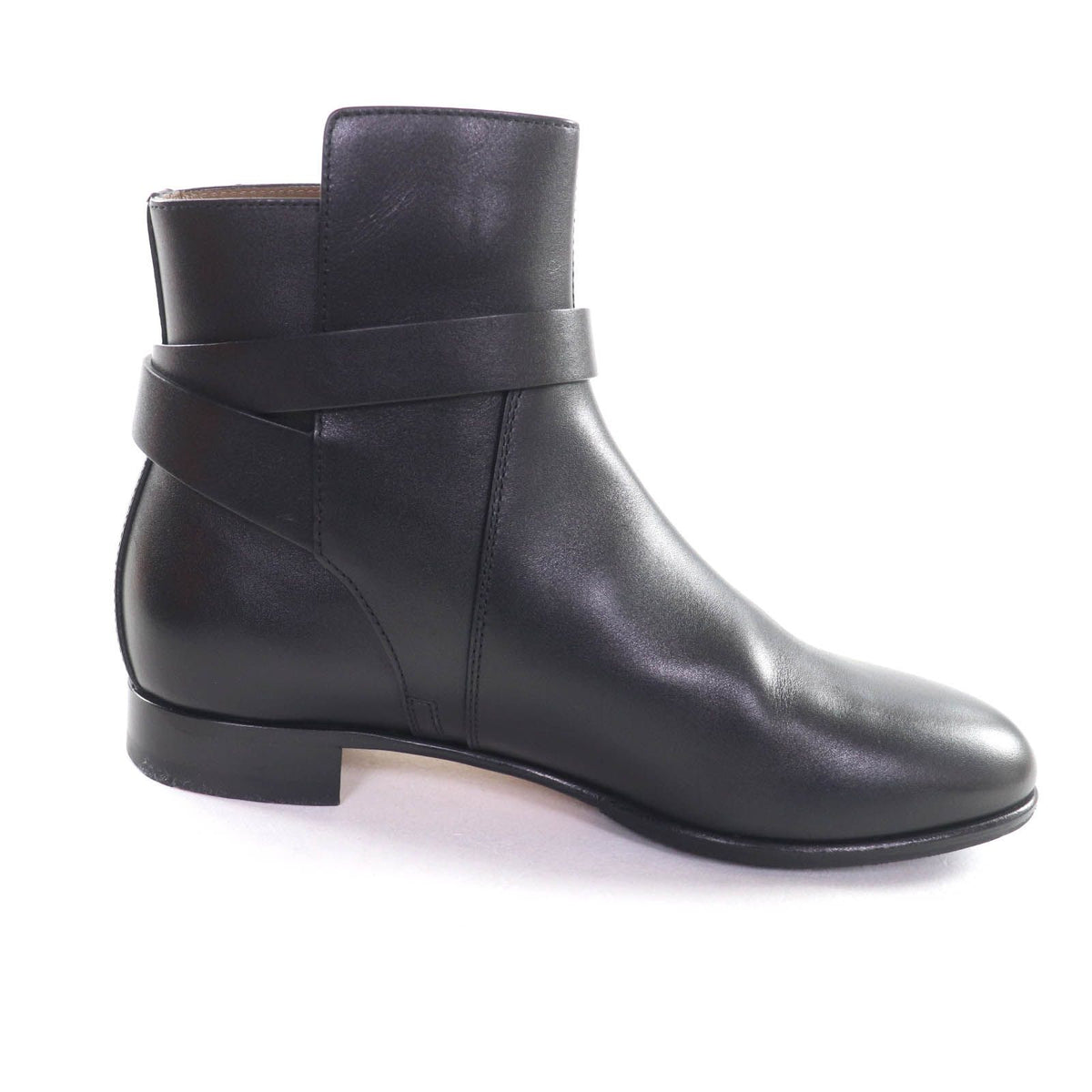 Hermes Neo Silver Kelly Buckle Leather Short Boots Black — view 6