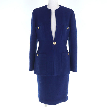 Chanel Boutique Vintage Lining Silk 100% CC Logo Buttoned Pile Suit 36