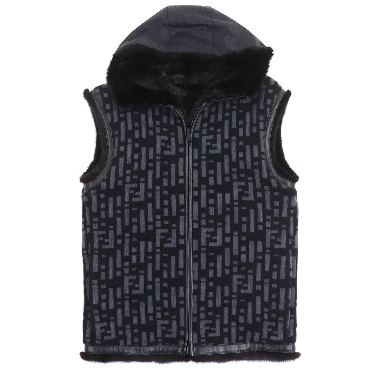 Fendi Mink Lambskin Cashmere 100% FF Logo Reversible Vest 46 — view 2