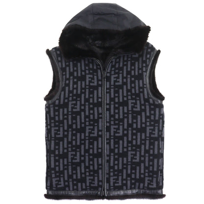 Fendi Mink Lambskin Cashmere 100% FF Logo Reversible Vest 46 — view 2