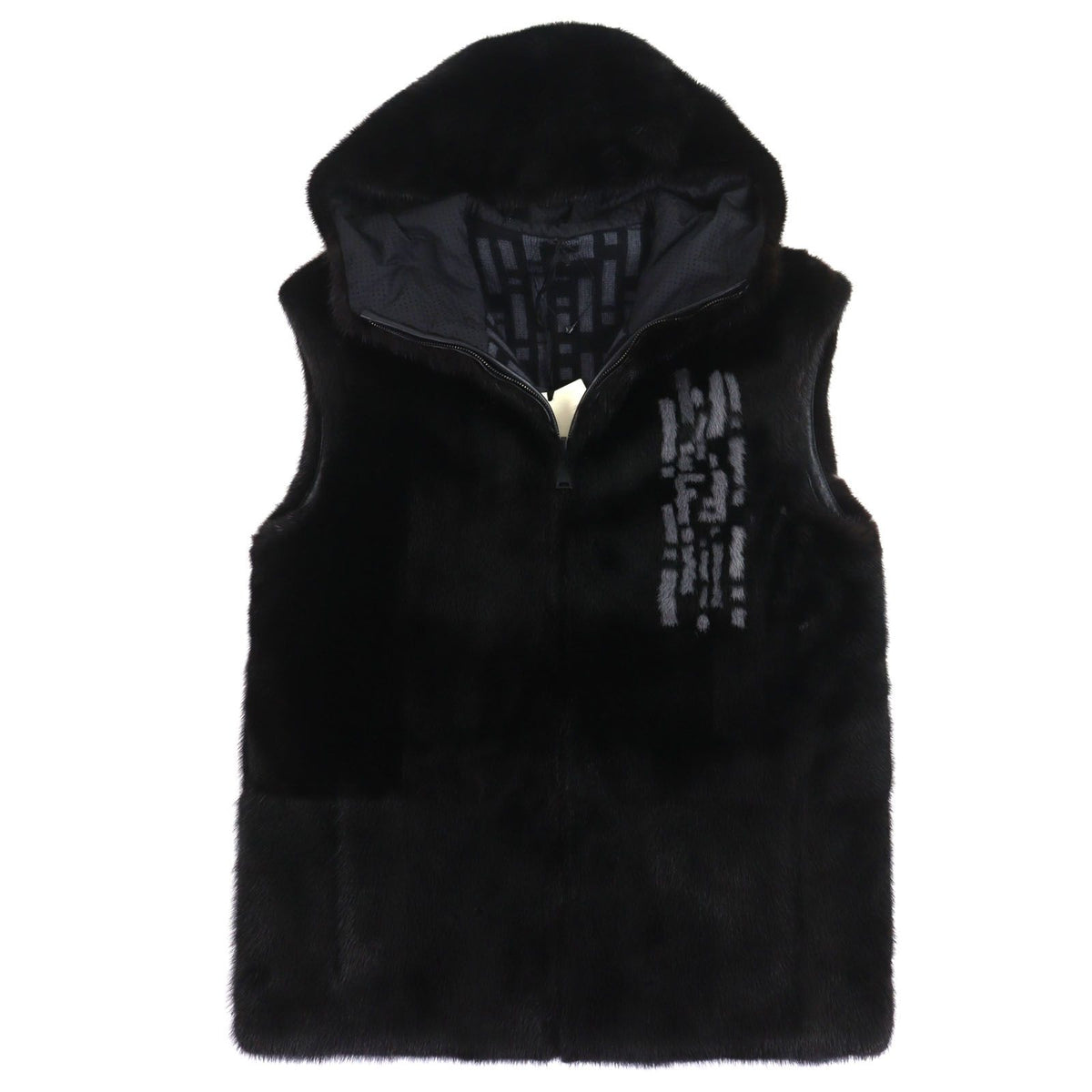 Fendi Mink Lambskin Cashmere 100% FF Logo Reversible Vest 46
