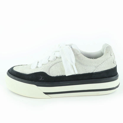 Chanel 23B CC Logo Lace-up Suede Leather Low-Top Sneakers White — view 4
