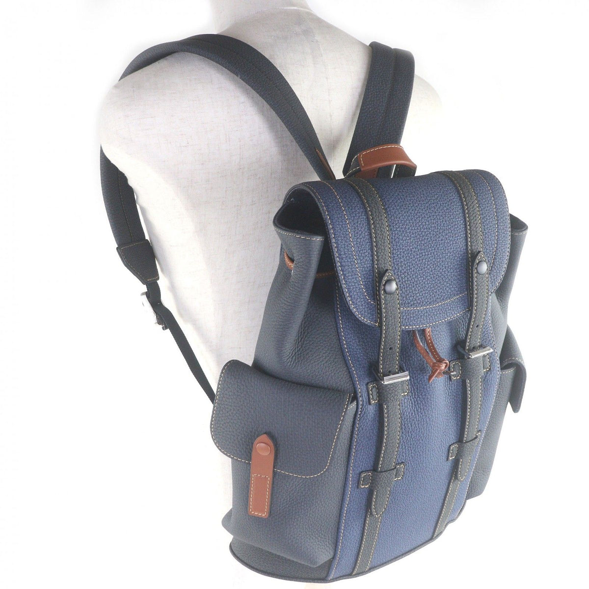 Louis Vuitton LV Fall Collection Christopher PM Taurillon Leather Backpack Blue — view 3