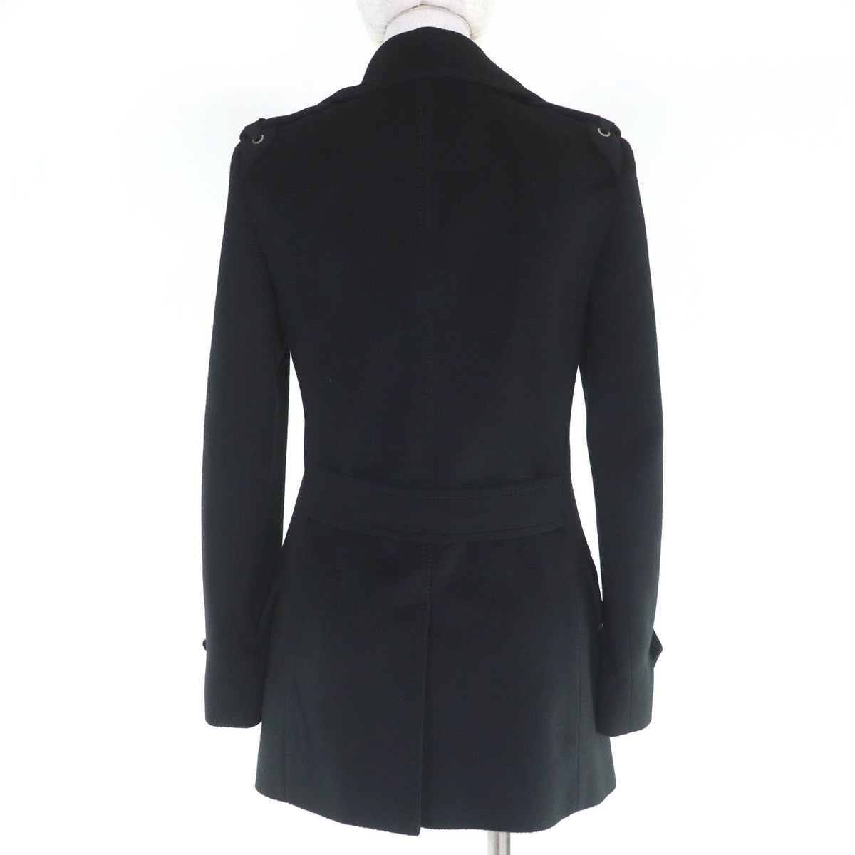 Gucci Wool Logo Button with Epaulette Pea Coat Black 36 — view 3