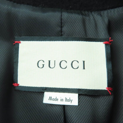 Gucci Wool Logo Button with Epaulette Pea Coat Black 36 — view 7
