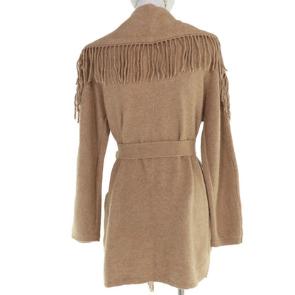 Max Mara Wool Camel Belt with Fringe Knit Coat Cardigan — view 3
