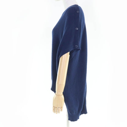 Louis Vuitton Cashmere 100% Logo Button Short Sleeve Dolman Knit Navy Sweater — view 2