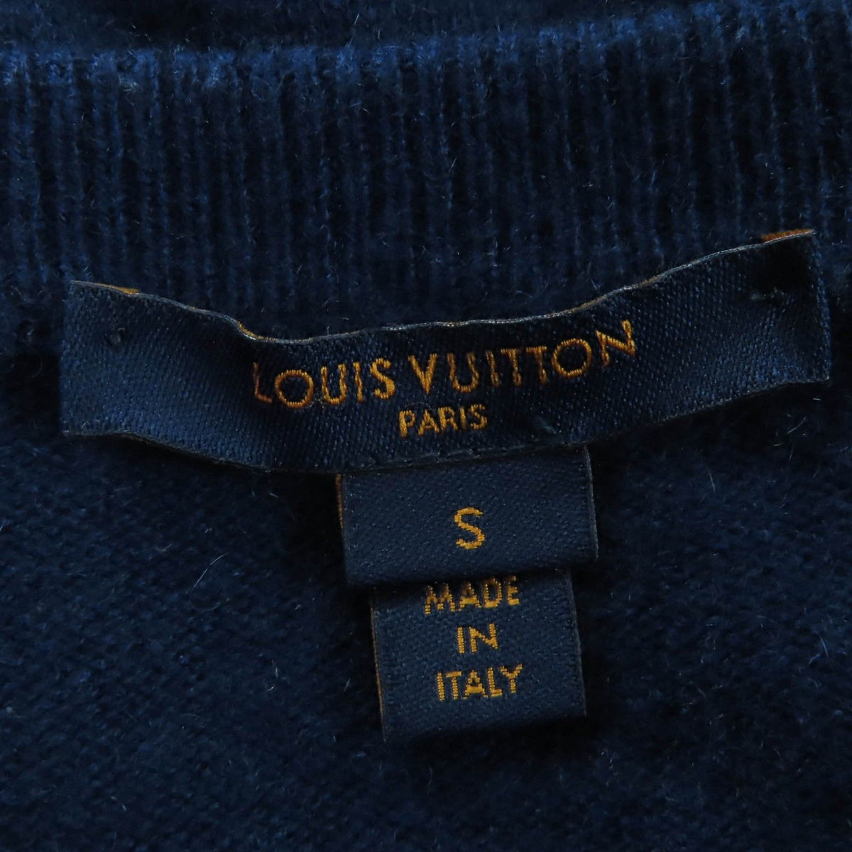 Louis Vuitton Cashmere 100% Logo Button Short Sleeve Dolman Knit Navy Sweater — view 6
