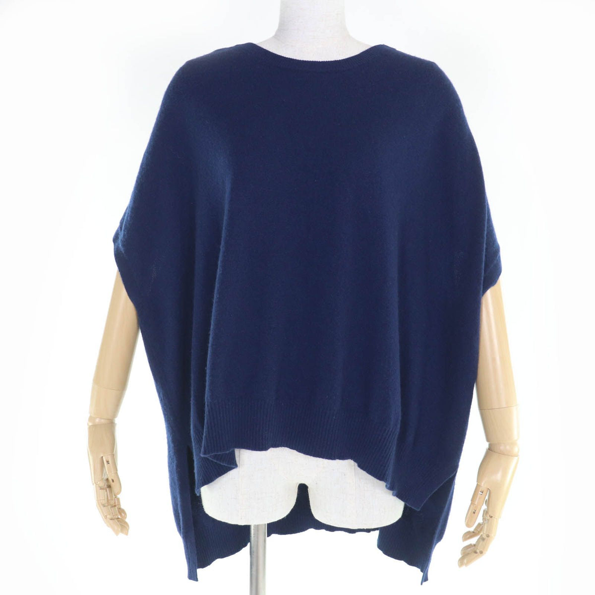 Louis Vuitton Cashmere 100% Logo Button Short Sleeve Dolman Knit Navy Sweater
