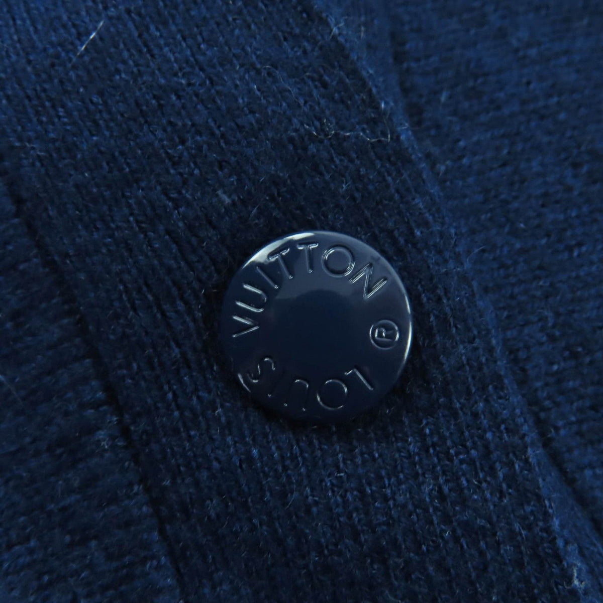 Louis Vuitton Cashmere 100% Logo Button Short Sleeve Dolman Knit Navy Sweater — view 5