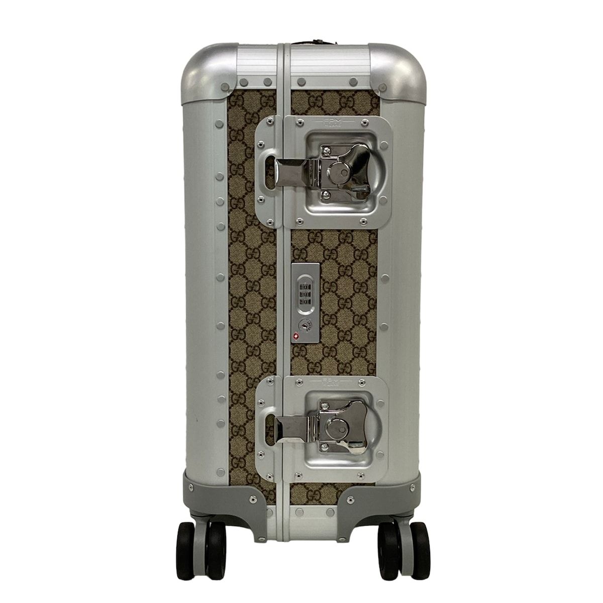 Gucci Travel Bag Cabin Trolley Beige Dark Brown Silver Fpm Milano Tsa Lock — view 4