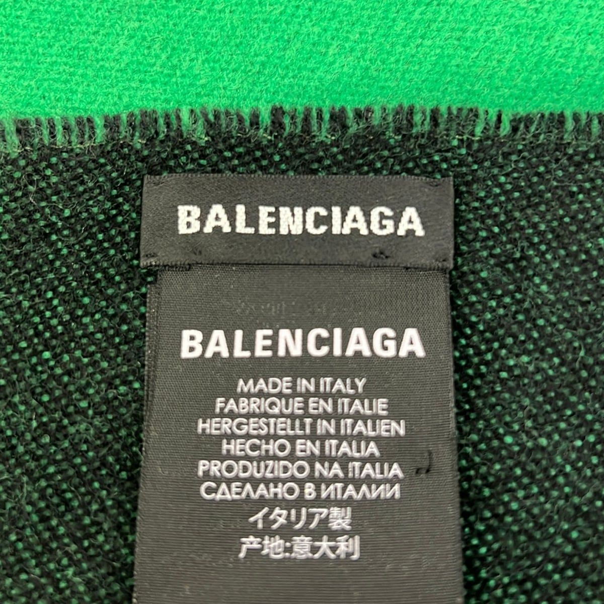 Balenciaga Scarf Green Black Wool Cashmere — view 2