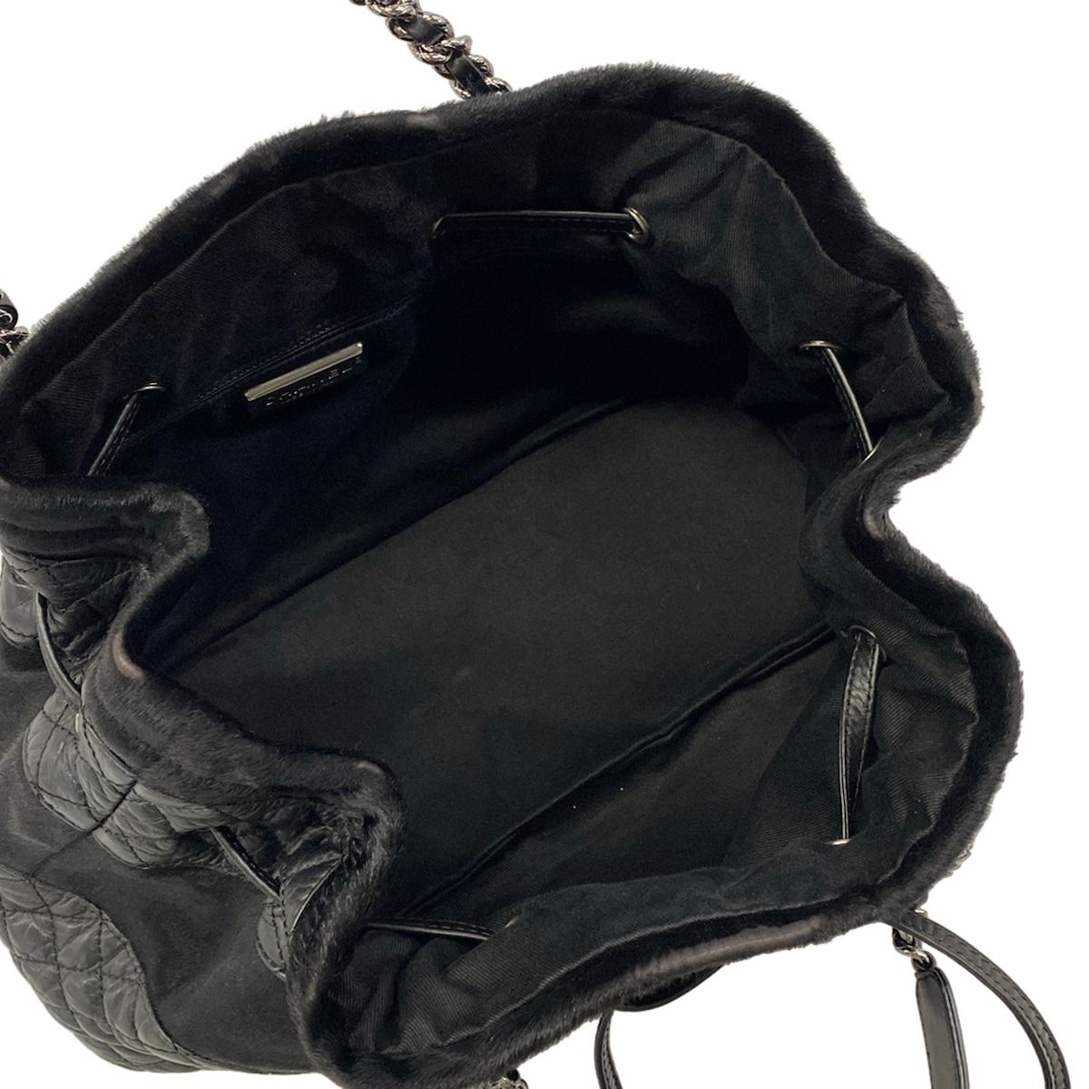 Chanel Tote Bag Black Chain Shoulder Silver Leather — view 7