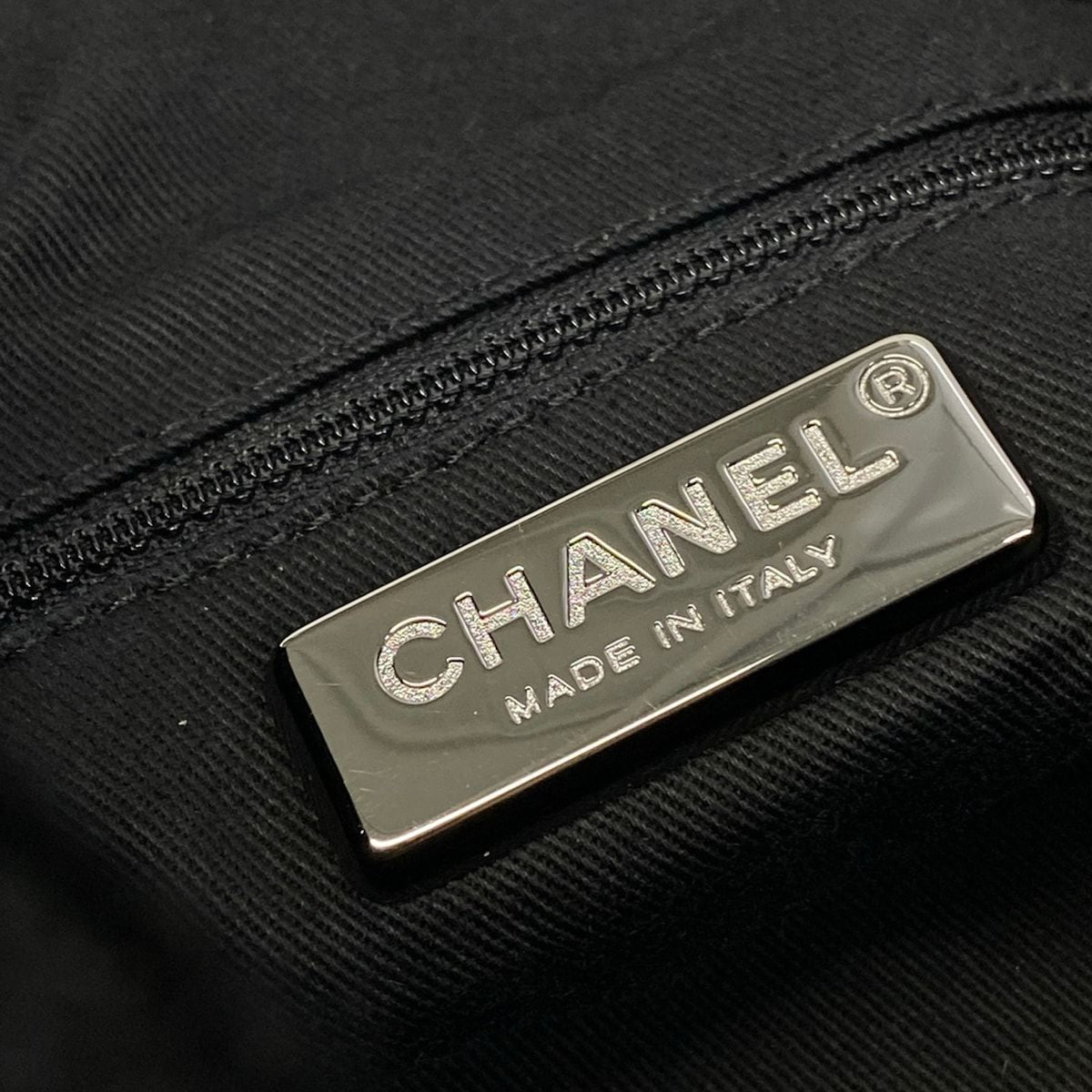 Chanel Tote Bag Black Chain Shoulder Silver Leather — view 8