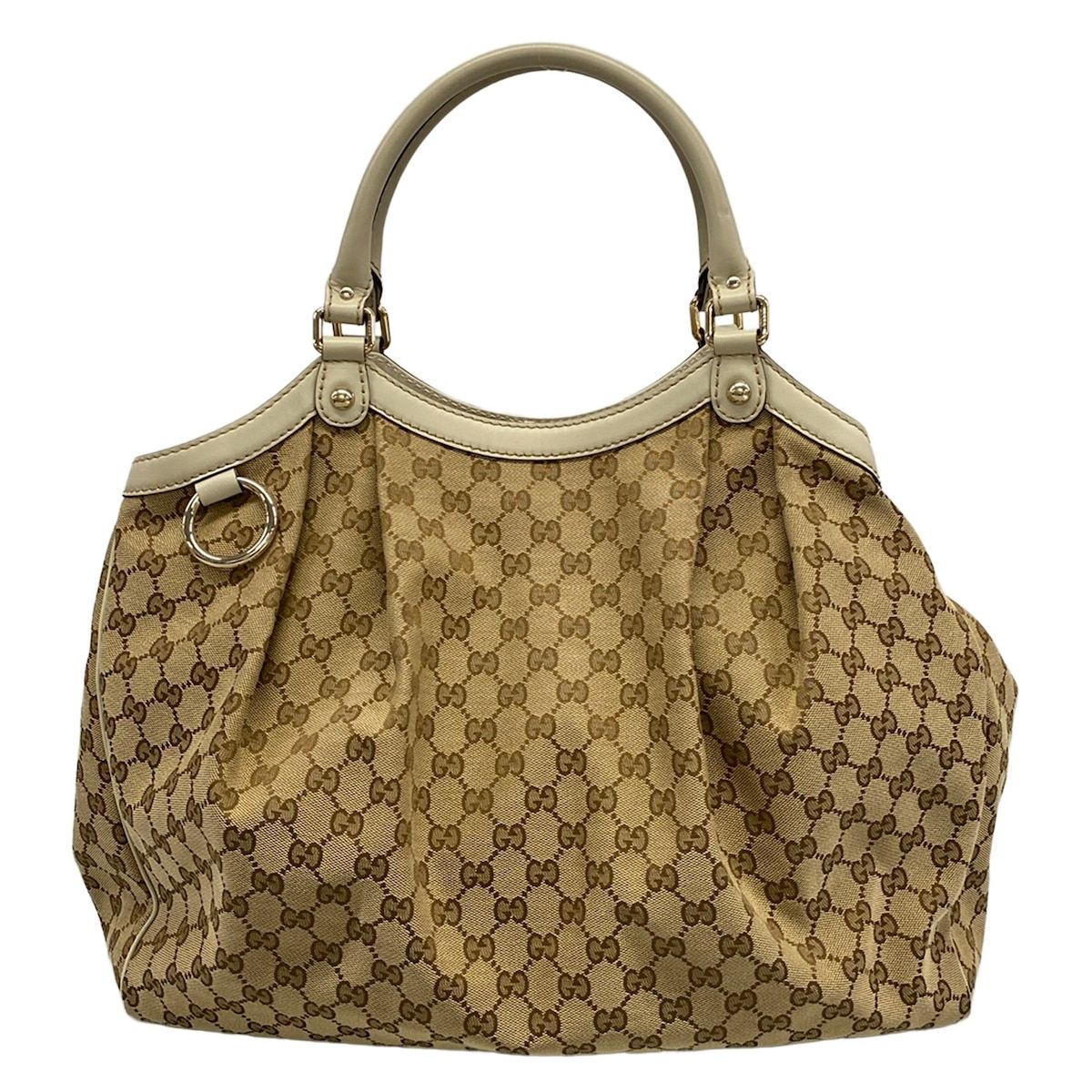 Gucci Tote Bag Sukey Beige Dark Brown Ivory Leather