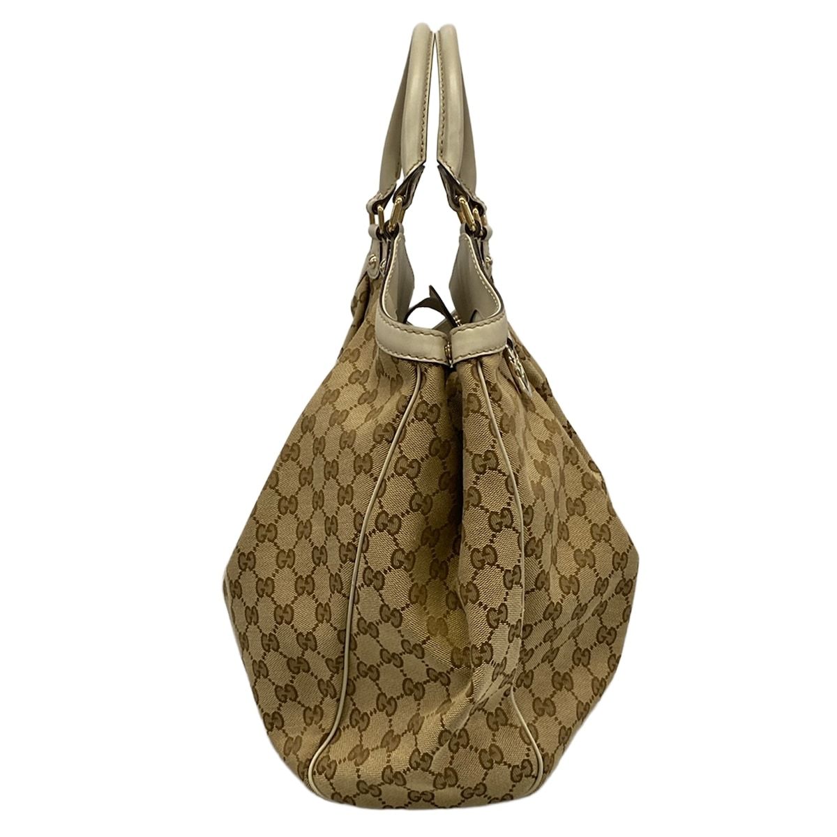 Gucci Tote Bag Sukey Beige Dark Brown Ivory Leather — view 2