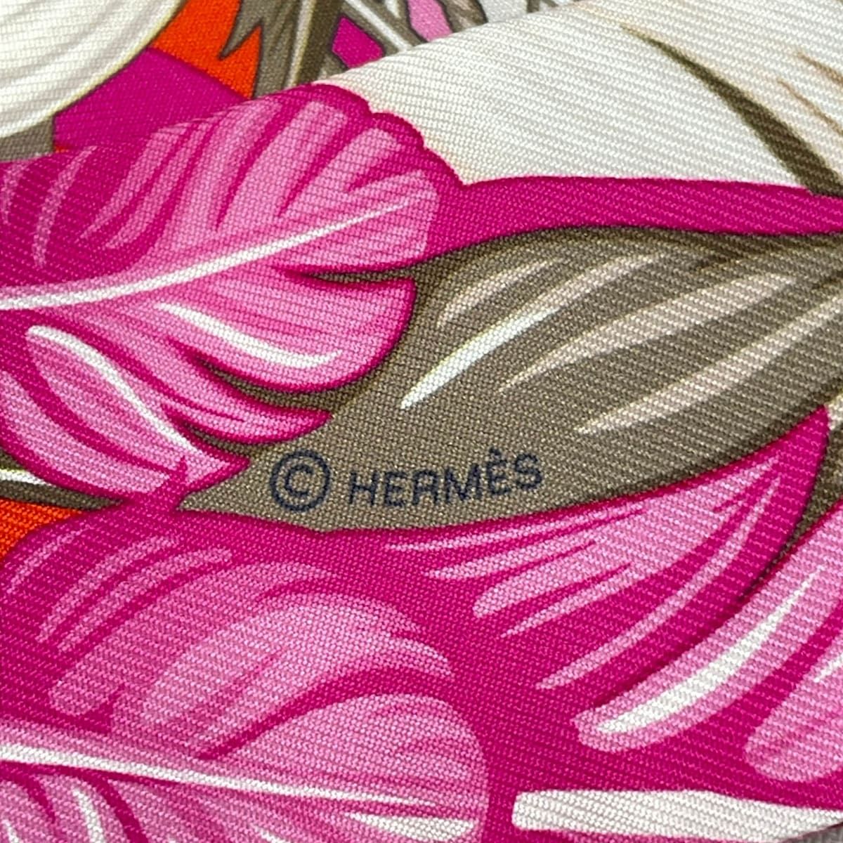 Hermes Scarf Twilly Orange Pink Multi Ribbon — view 2
