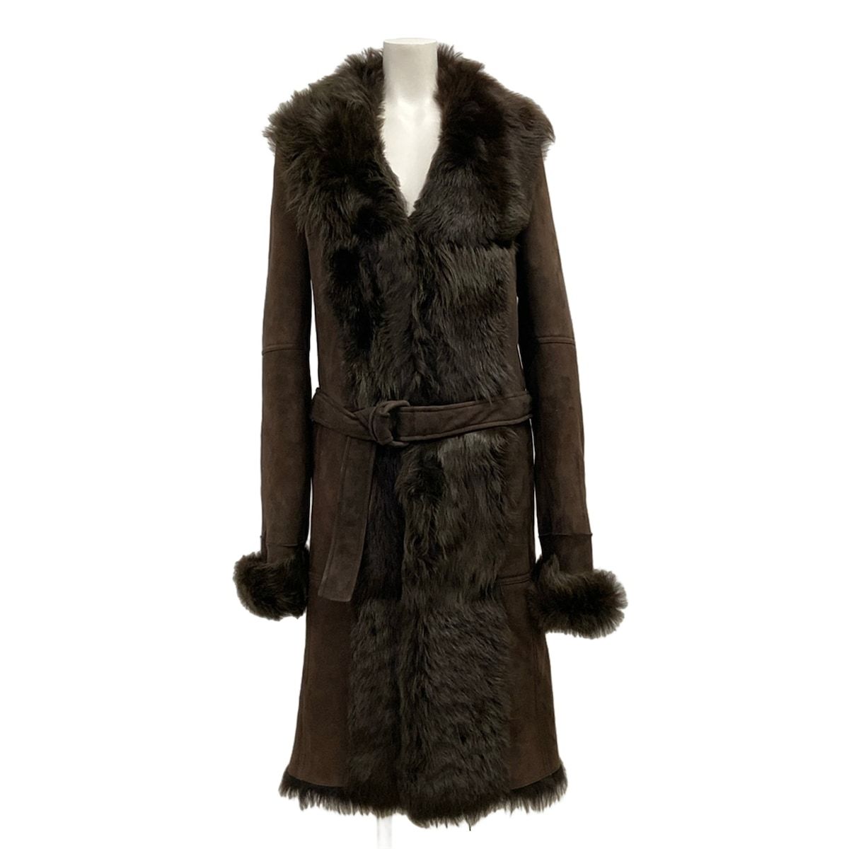 Loewe Coat M Dark Brown Sheep Leather Fur Winter 38