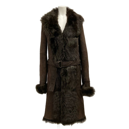Loewe Coat M Dark Brown Sheep Leather Fur Winter 38