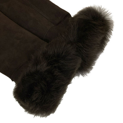 Loewe Coat M Dark Brown Sheep Leather Fur Winter 38 — view 6