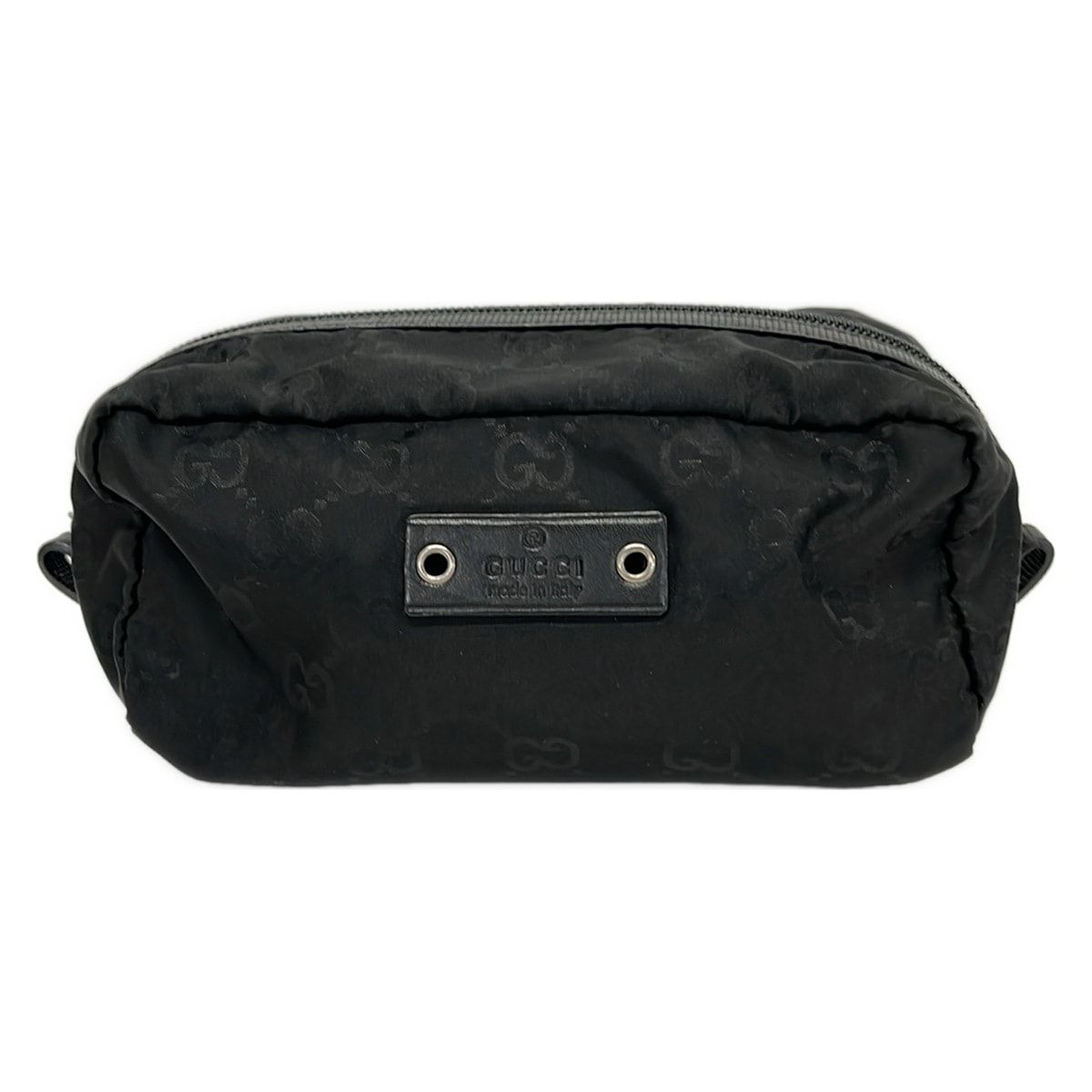 Gucci Pouch GG Pattern Black Leather