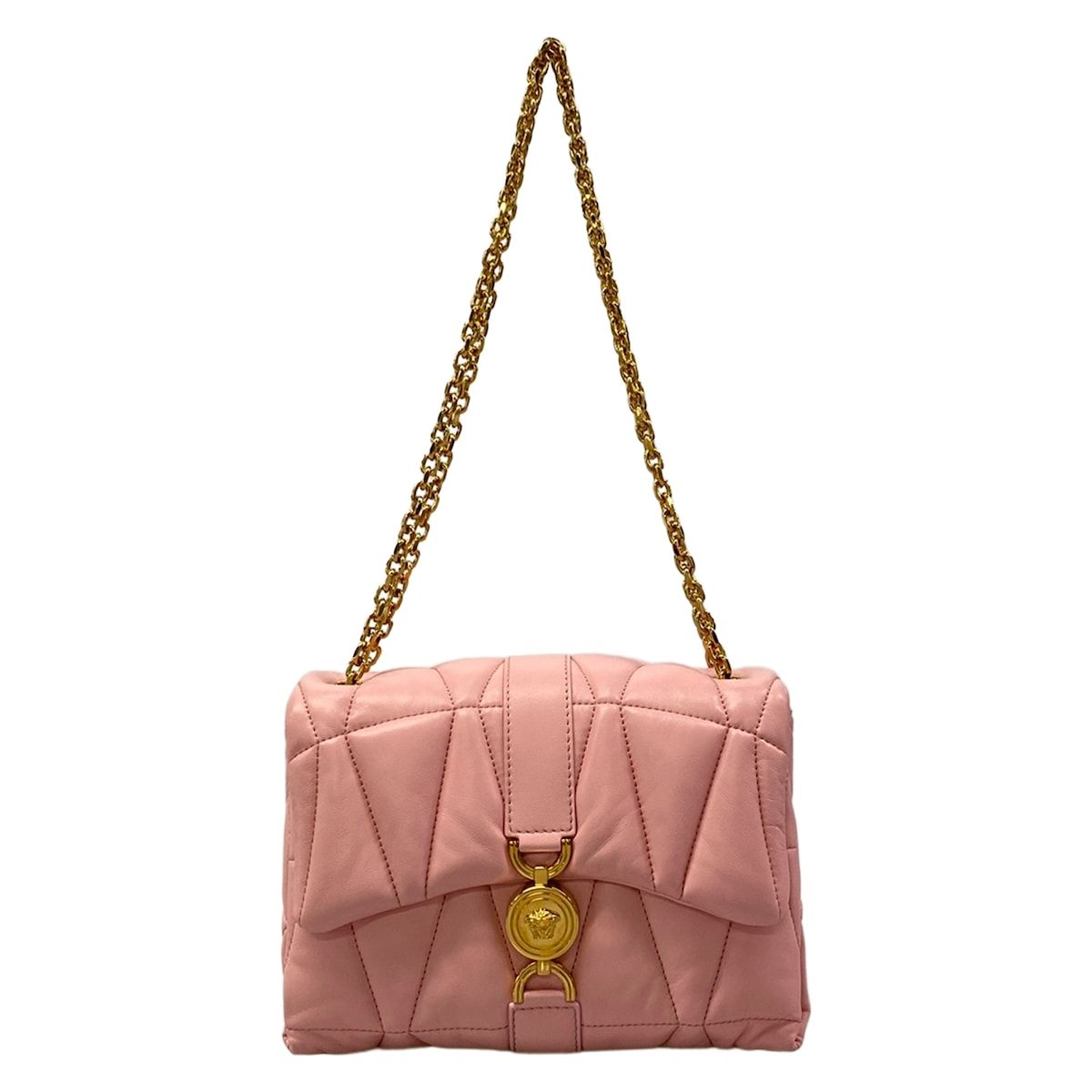 Versace Shoulder Bag Cleo Pink Chain Leather