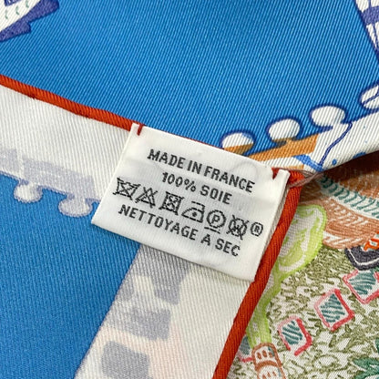 Hermes Scarf Carre 90 Blue Orange Multi Chevaloscope — view 3