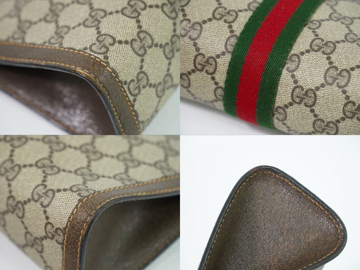 Gucci Vintage Sherry Line GG Supreme Clutch Beige — view 7