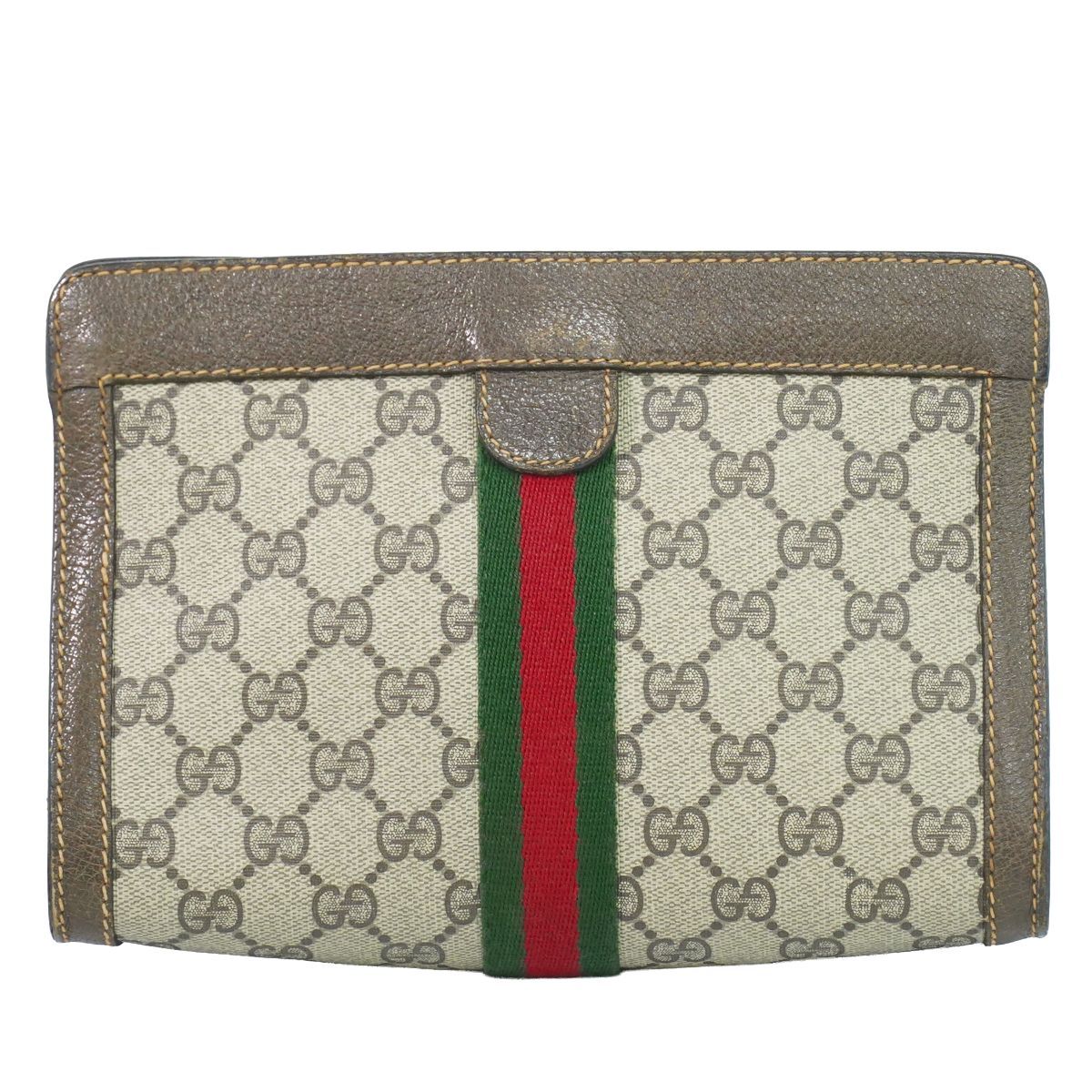 Gucci Vintage Sherry Line GG Supreme Clutch Beige