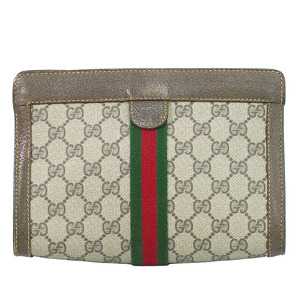 Gucci Vintage Sherry Line GG Supreme Clutch Beige