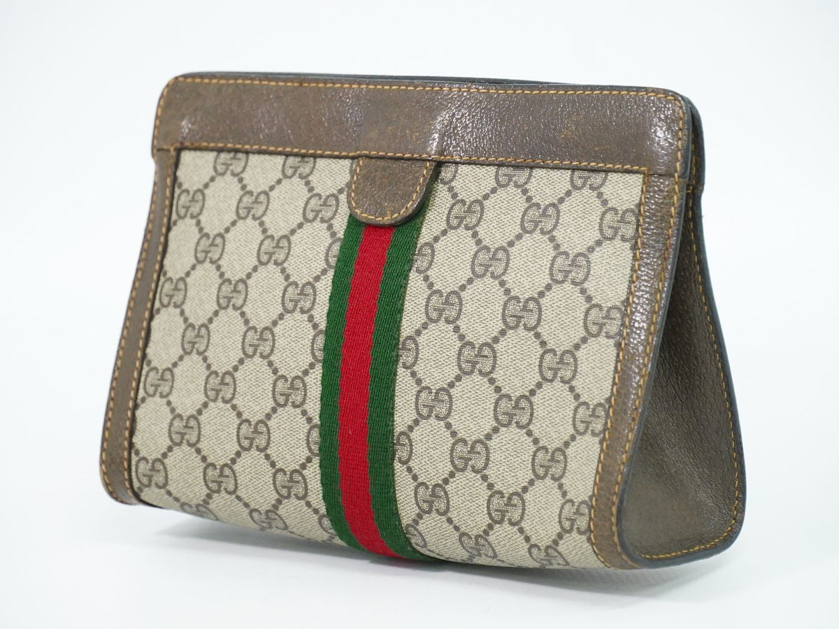Gucci Vintage Sherry Line GG Supreme Clutch Beige — view 2