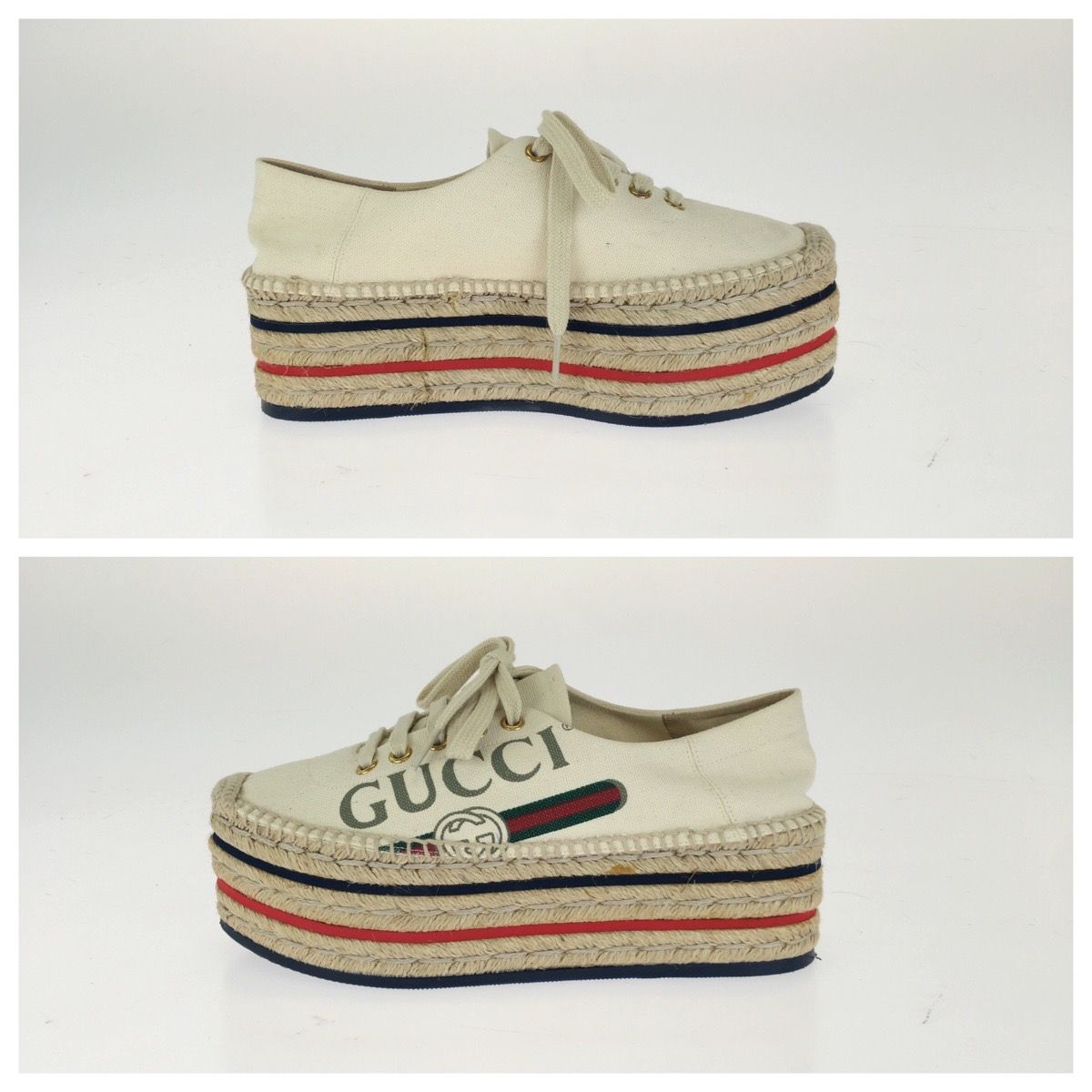 Gucci Sherry Line Platform Espadrilles Ivory Canvas Sneakers — view 6