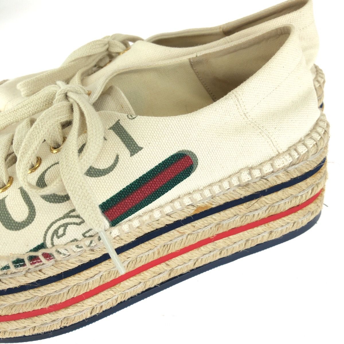 Gucci Sherry Line Platform Espadrilles Ivory Canvas Sneakers — view 8