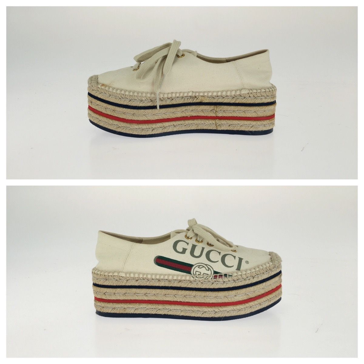 Gucci Sherry Line Platform Espadrilles Ivory Canvas Sneakers — view 5