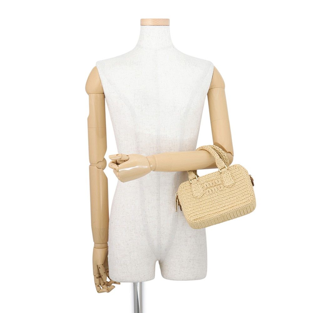 Miu Miu Arcadi Clochette Raffia 2-Way Shoulder Bag — view 4