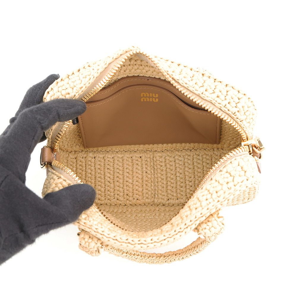Miu Miu Arcadi Clochette Raffia 2-Way Shoulder Bag — view 6