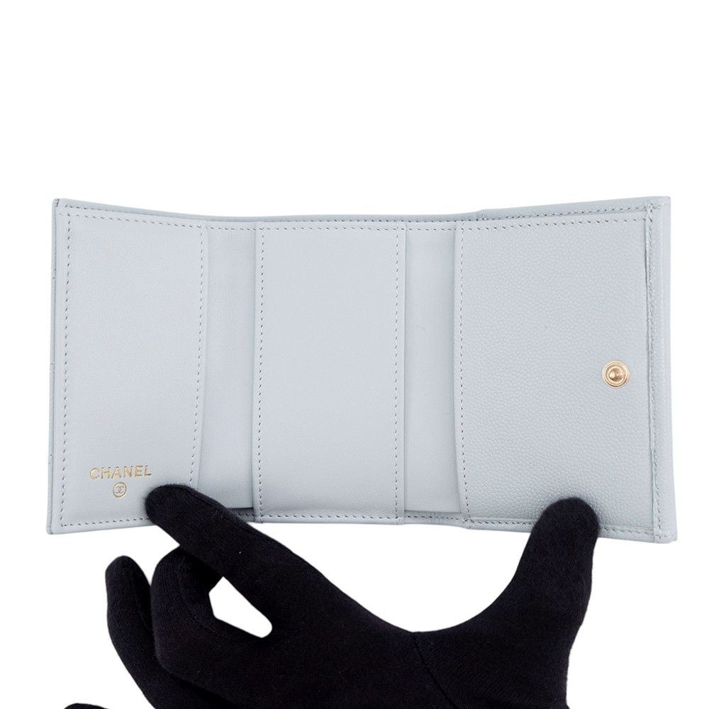 Chanel Trifold Wallet Quilted CC Logo Caviar Leather Rhinestone — view 4