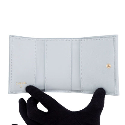 Chanel Trifold Wallet Quilted CC Logo Caviar Leather Rhinestone — view 4