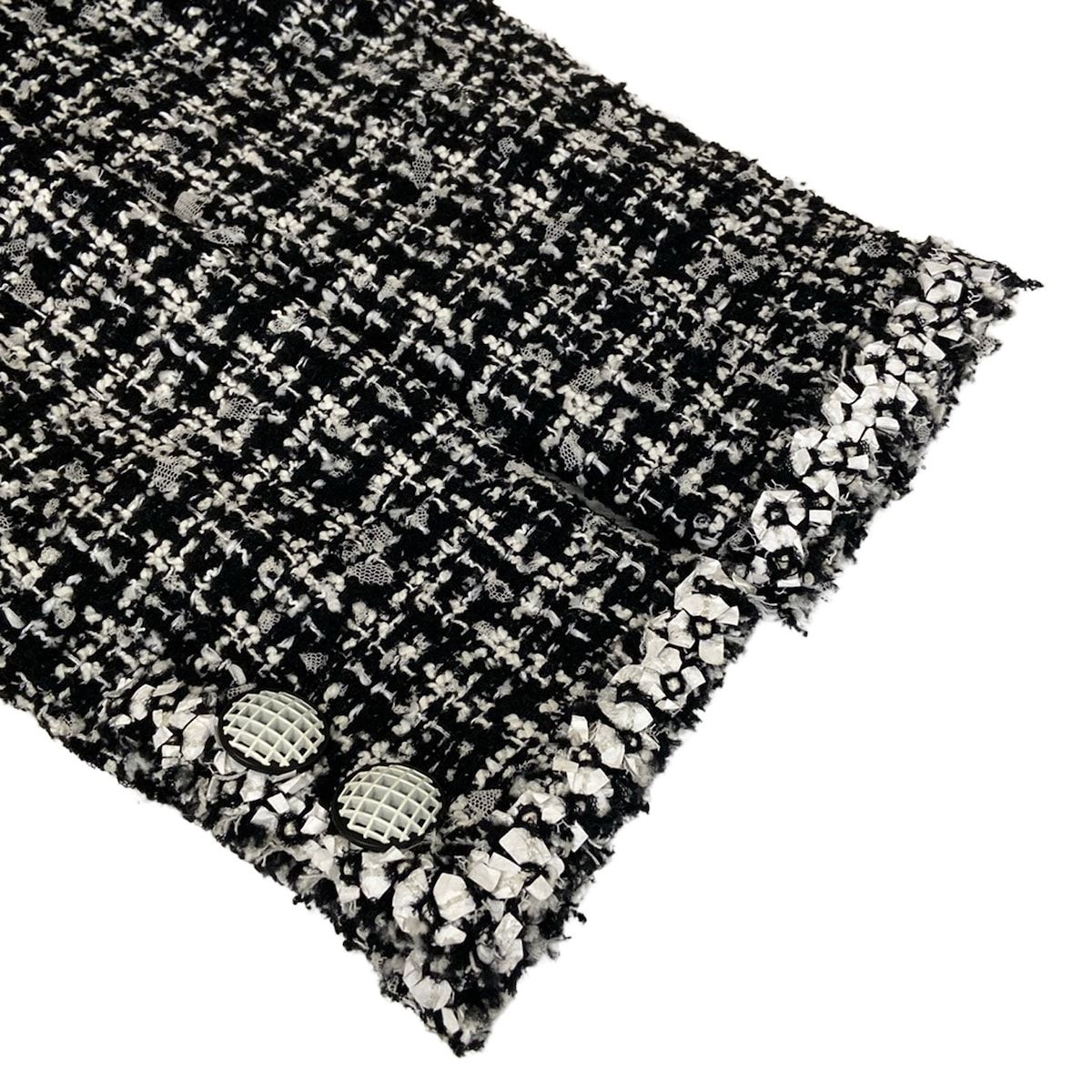 Chanel Skirt Suit Black White Tweed Wool — view 5