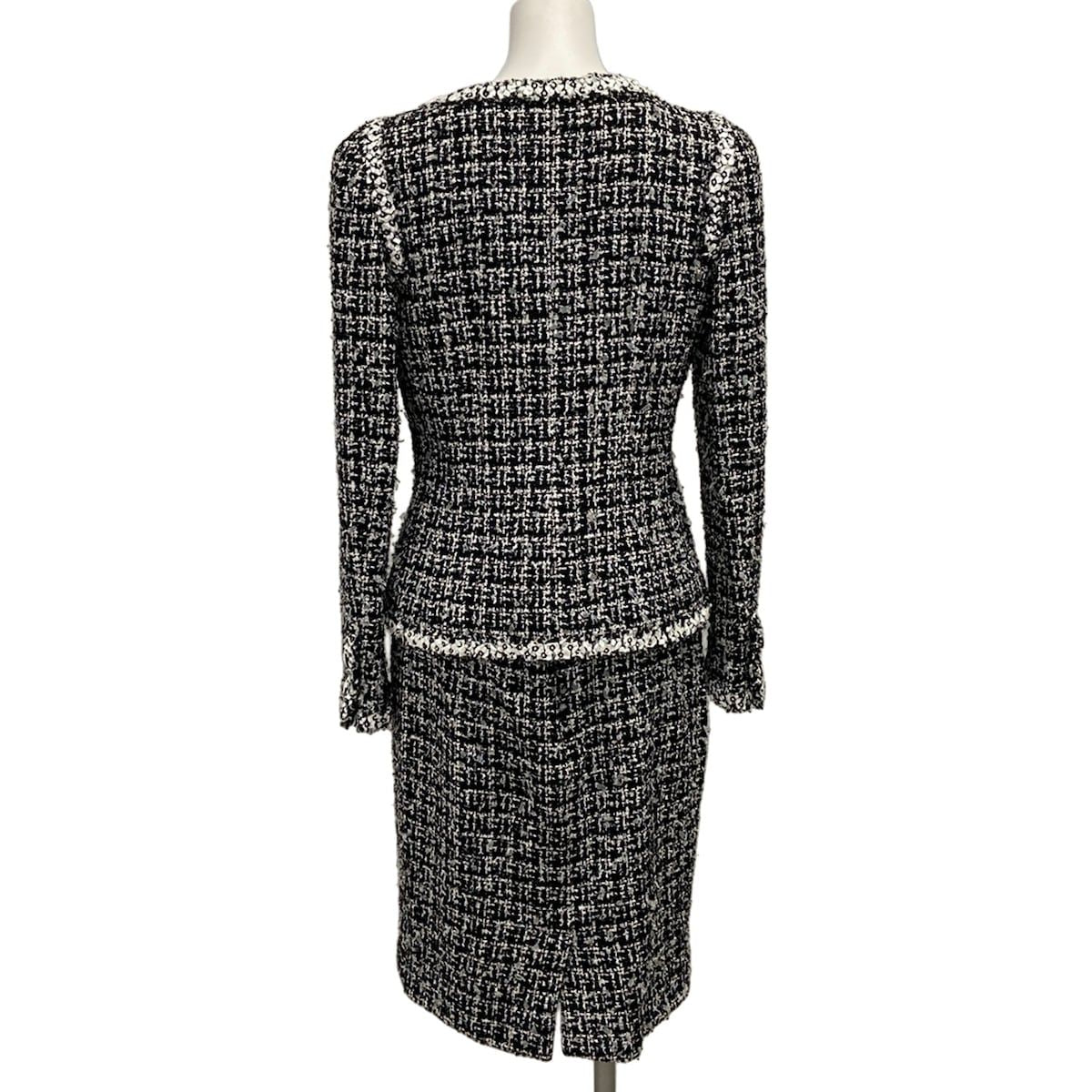 Chanel Skirt Suit Black White Tweed Wool — view 2