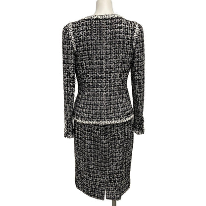 Chanel Skirt Suit Black White Tweed Wool — view 2