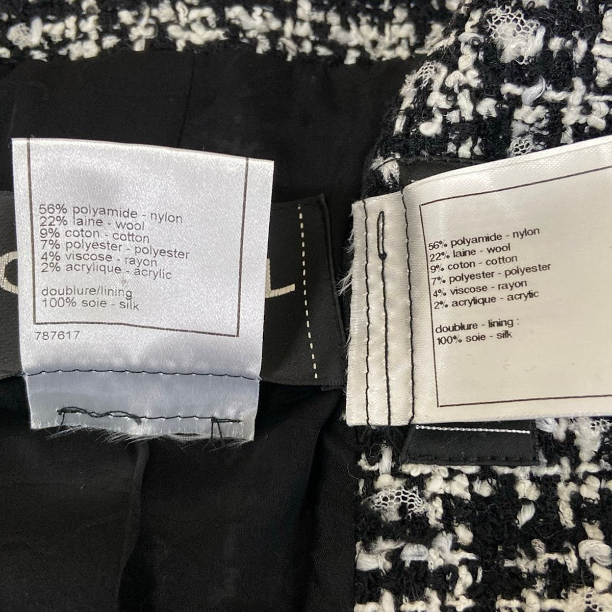 Chanel Skirt Suit Black White Tweed Wool — view 4