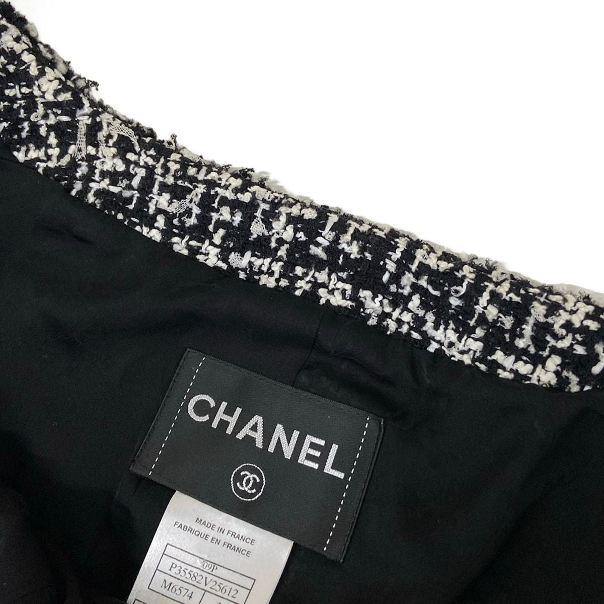 Chanel Skirt Suit Black White Tweed Wool — view 7