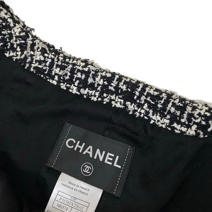 Chanel Skirt Suit Black White Tweed Wool — view 7