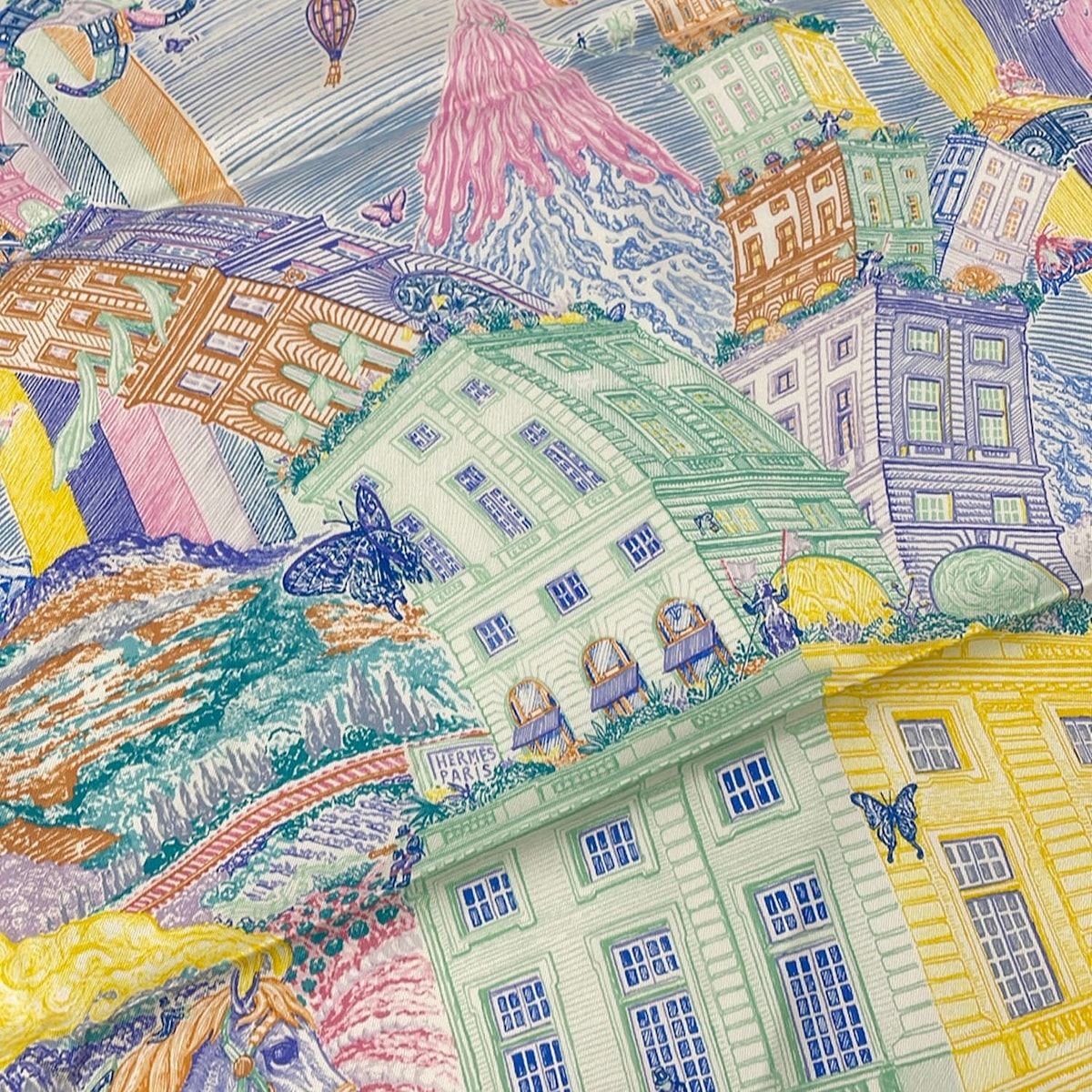Hermes Scarf Carre 90 White Multi les Folies du Faubourg — view 4