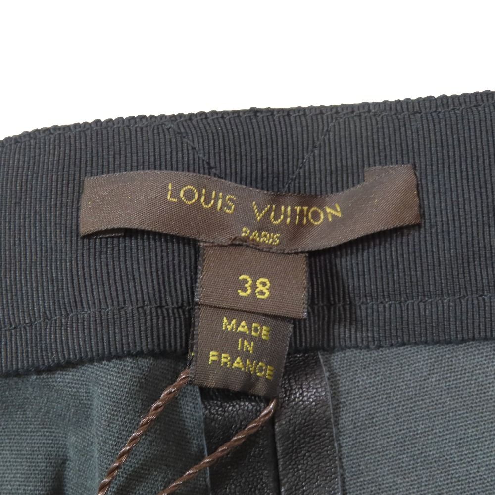Louis Vuitton Lambskin Slim Pants Contrast Racing Hem Zip Black 38 — view 6