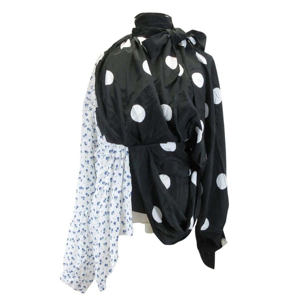 Balenciaga Draped Silk Top Shape Softening All Over Print Blouse Pullover Shirt