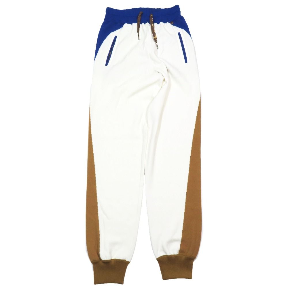 Louis Vuitton Cashmere Wool Knit Jogger Pants Monogram Drawstring White Blue XS