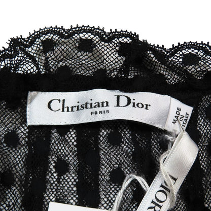 Dior Dot Mesh Lace Flare Skirt Long Sheer Beige 34 — view 6